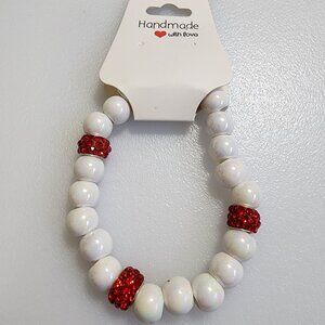 Red/White Beaded Bracelet